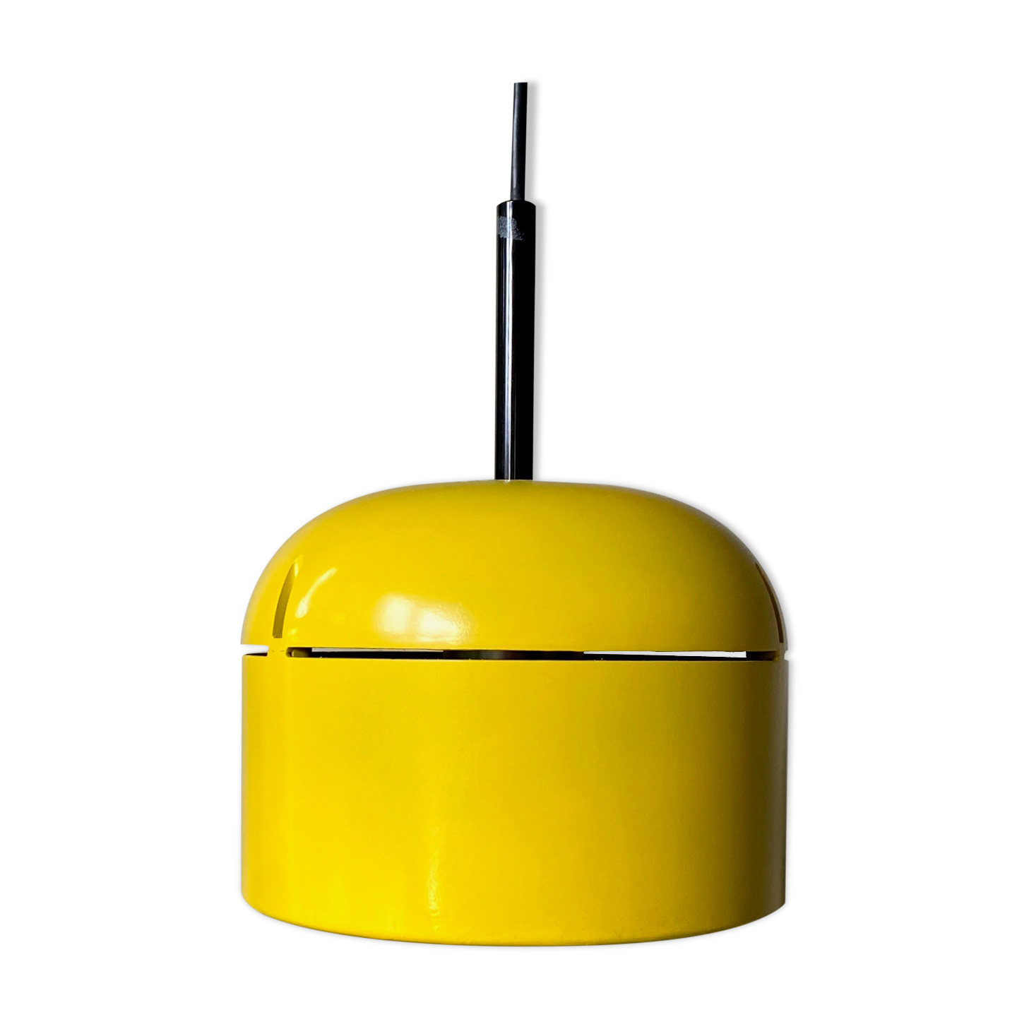 Yellow hanging lamp by Arnold Berges for Staff Leuchten, 70's interior
