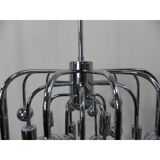Suspension Sputnik vintage avec 9 points lumineux et 16 ampoules chromées