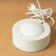 Desk table lamp vintage design 1980 reclining remote arm white