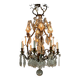 Bronze cage chandelier adorned with cut crystal pendants, 12 lights
