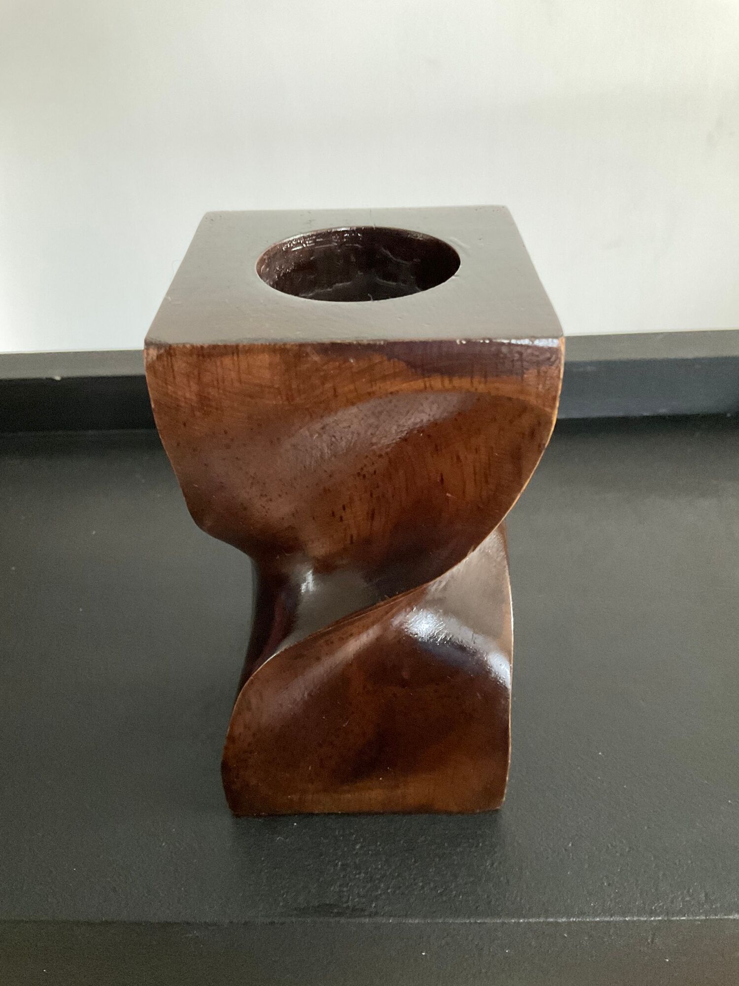 Scandinavian wooden candle holder from the 60s and 70s