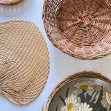 VINTAGE Wicker and Brass Wall COMPOSITION