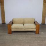 Afra & Tobia Scarpa ‘Artona’ Sofa In Elm And Linen For Maxalto, 1975