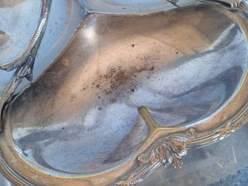 St Louis XV silver metal servant display - 2 hallmarks