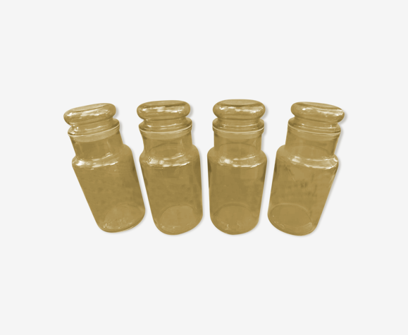Flacon d’apothicaire bouteille bocal alimentaire en verre vintage années 70