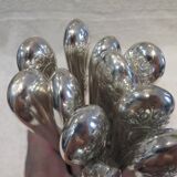 11 silver plated table knives, Ercuis goldsmith, Louis XVI roses model