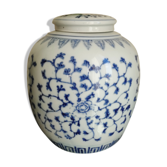 Pot à gingembre Porcelaine bleue et blanche chinoise - vintage milieu du 20eme siècle