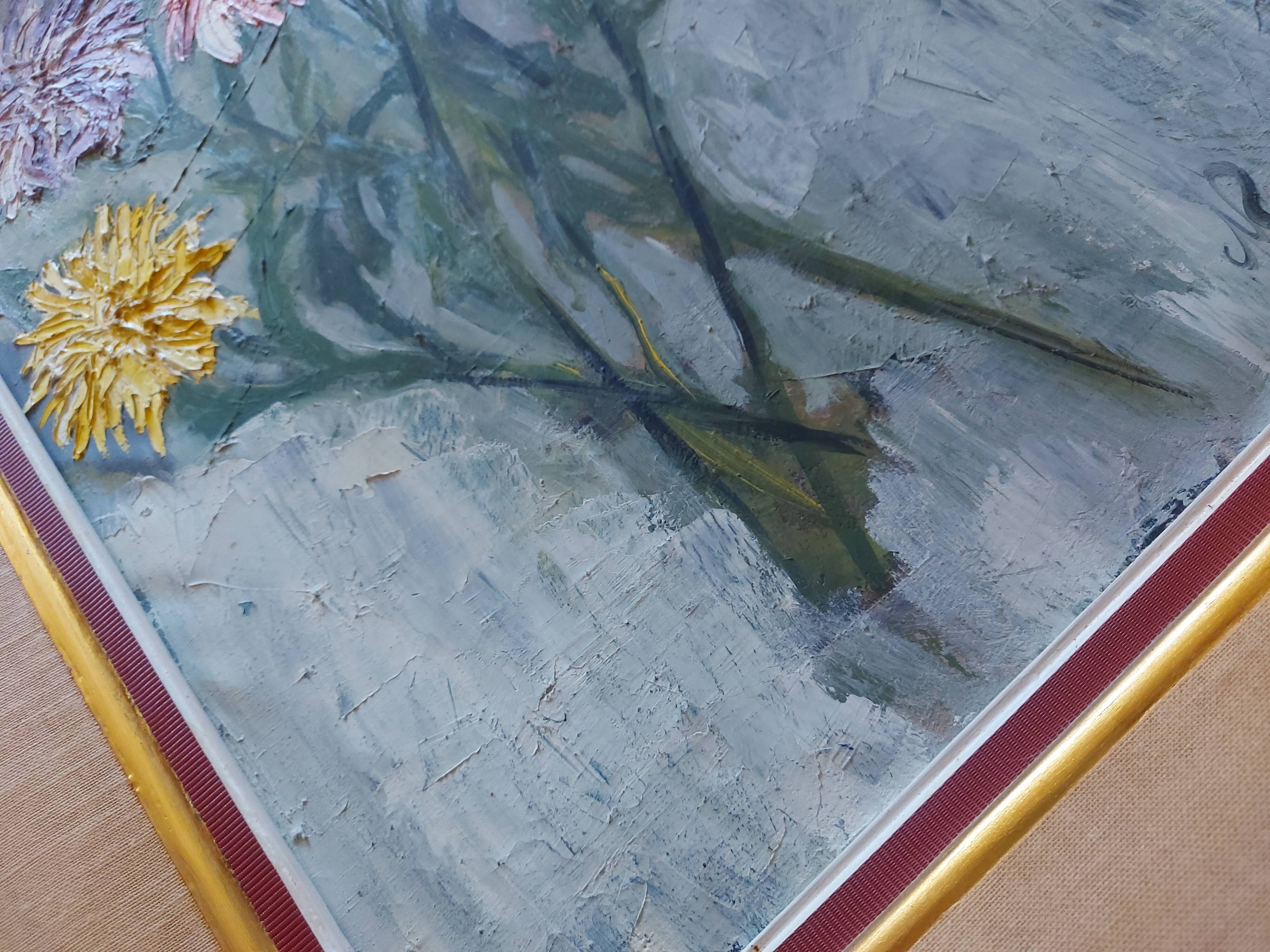 Oil painting signed 60'S, bouquet of flowers