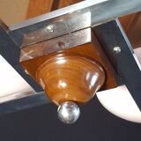 Lustre Art déco années 50 – chrome & opaline rose