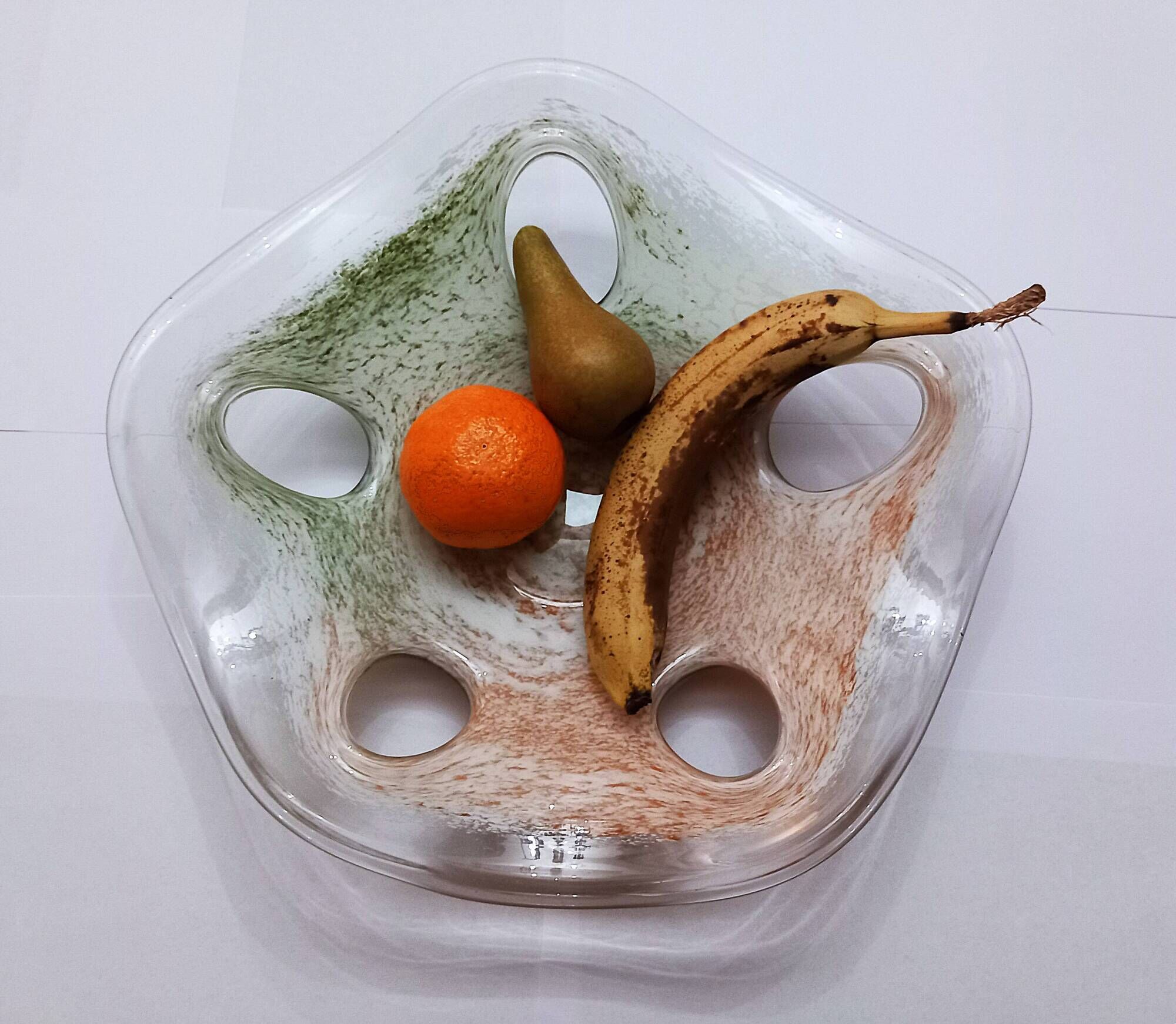 Large handcrafted glass bowl / fruit bowl / centerpiece