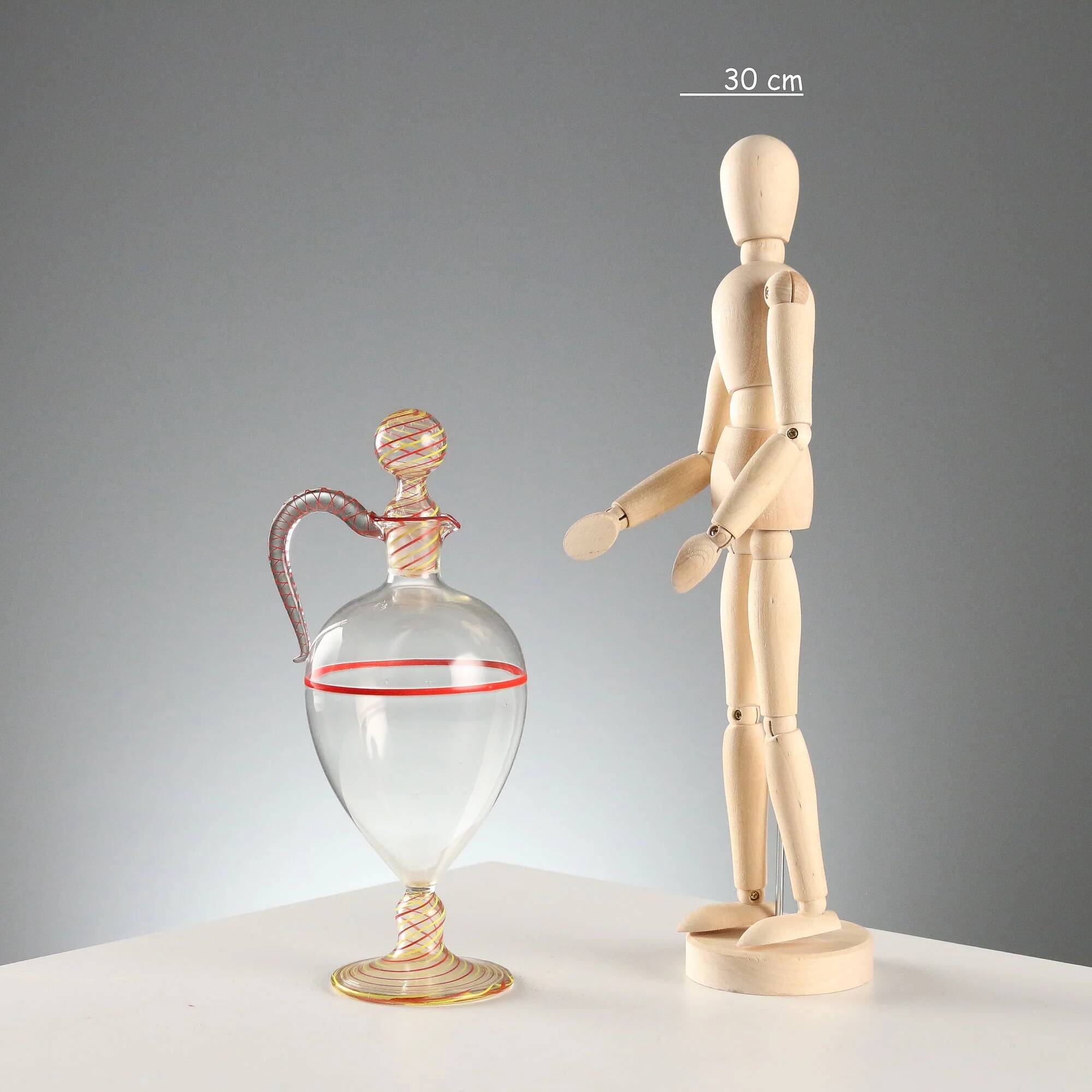 Antique blown glass carafe, Murano manufacture, Italy, 20th century
