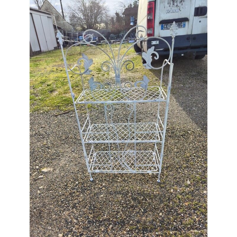 White folding wrought iron shelf