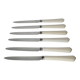 set of 6 small white bakelite knives 1960