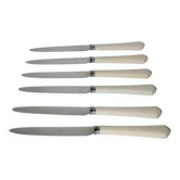 set of 6 small white bakelite knives 1960