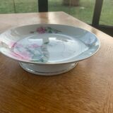 Porcelain compotier motifs of roses art deco signed HB France