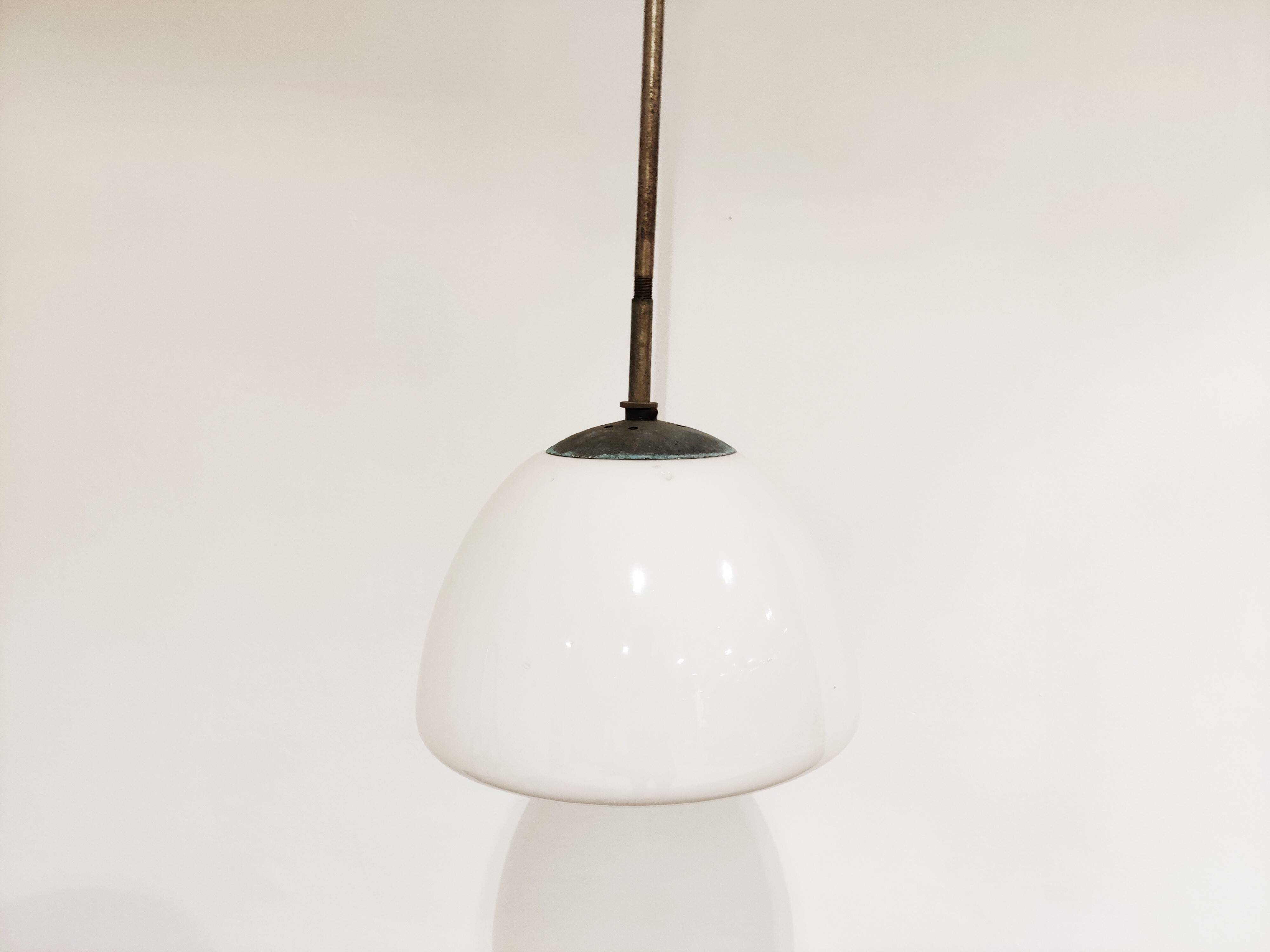 Antique opaline pendant light, 1930s