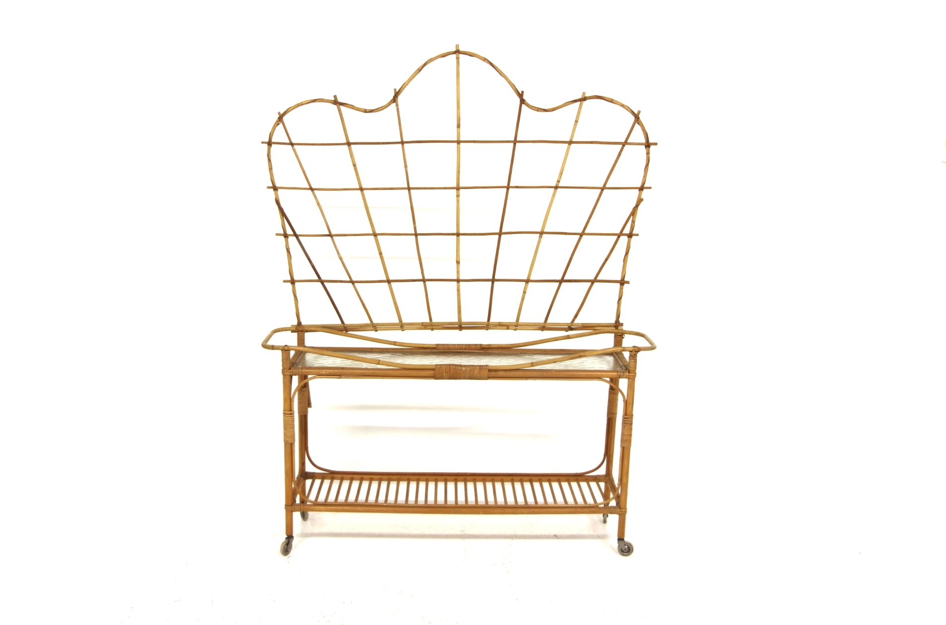 Scandinavian indoor planter in rattan, Sweden, 1960