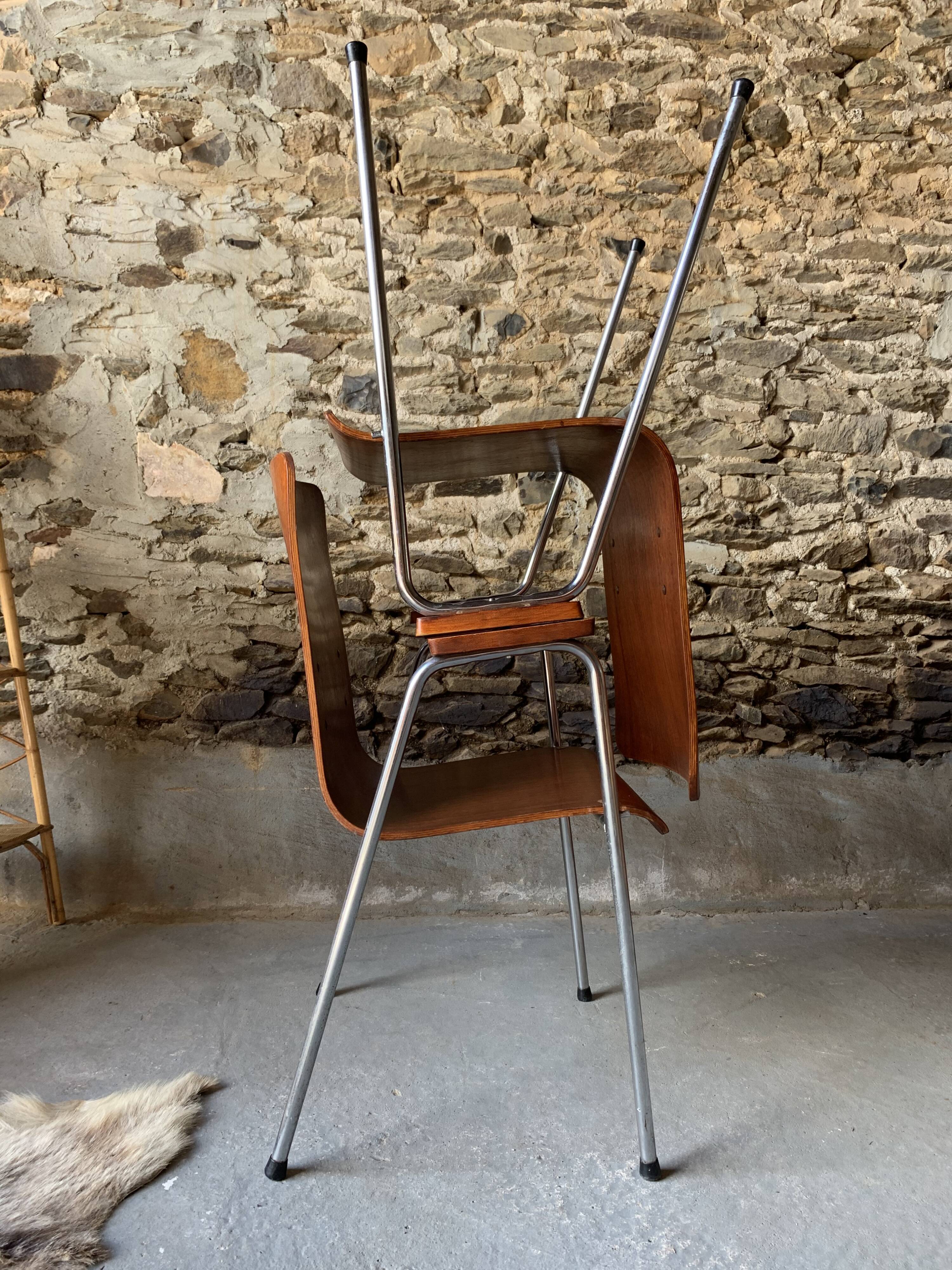 Set of 6 armchairs - Wood & metal -