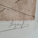 Framed etching, signed