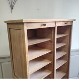 Antique furniture with double curtains sanded to white