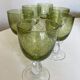 Set de 6 verres à vin 1970 en verre bullé vert