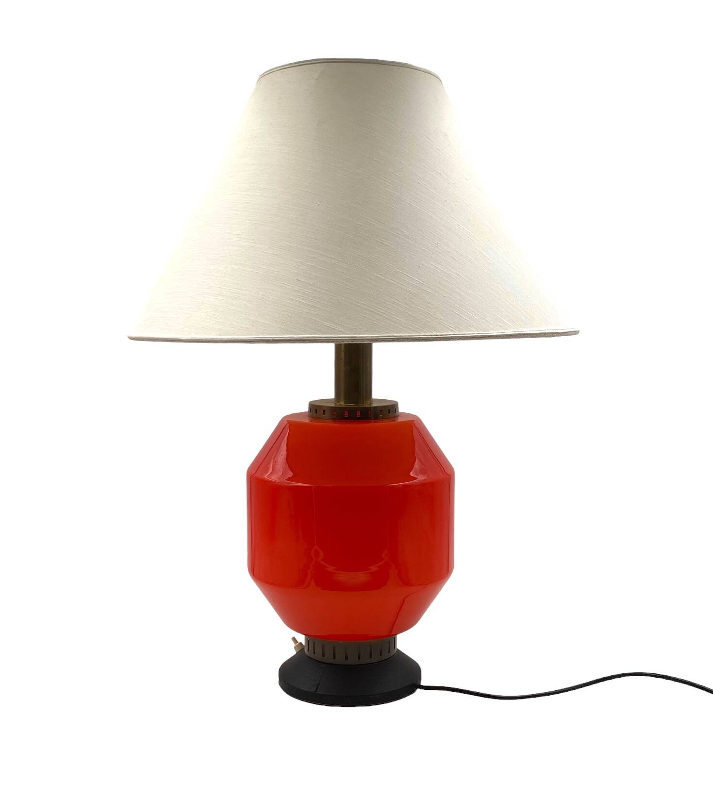 Space Age orange glass table lamp base, Italy 1960s