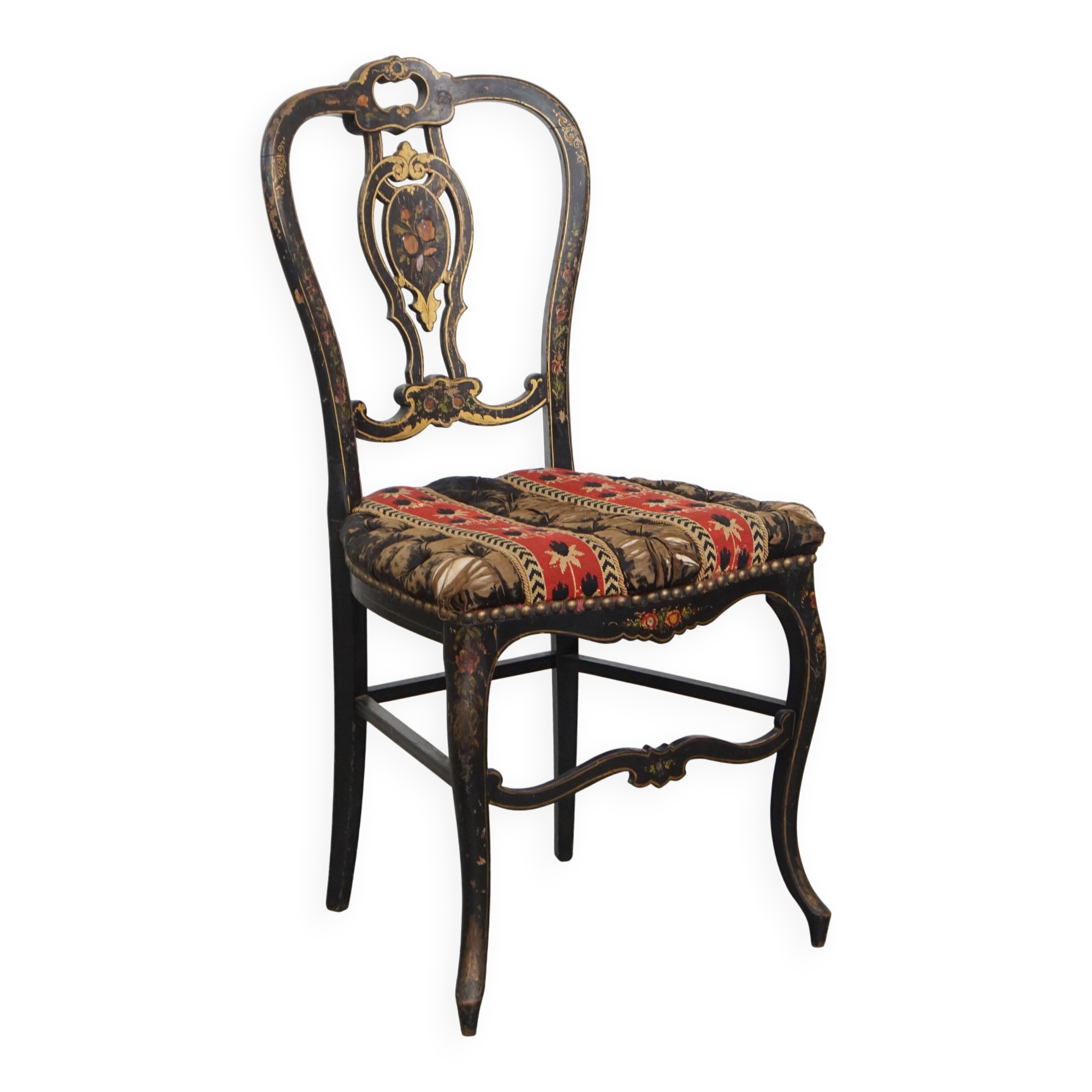 Antique French Napoleon III Chair Inlaid with Mother-of-Pearl