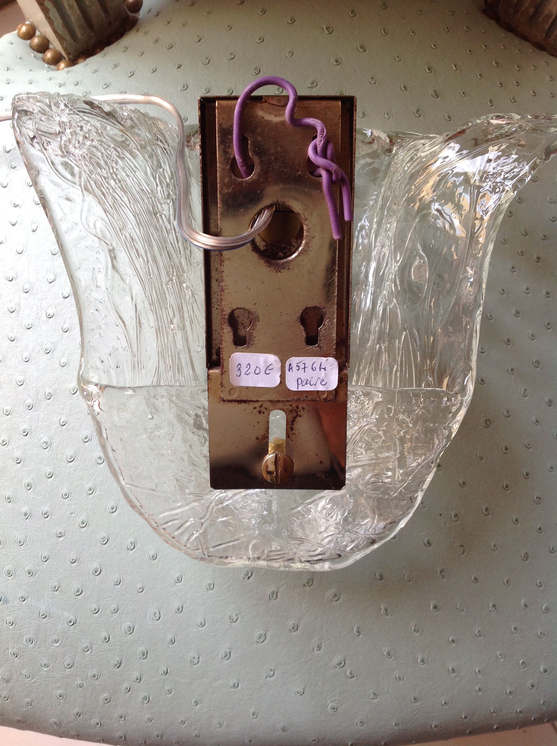 Pair of vintage Murano glass sconces, 70s