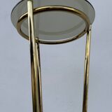 Golden tripod stand with smoked glass from the 1970s.