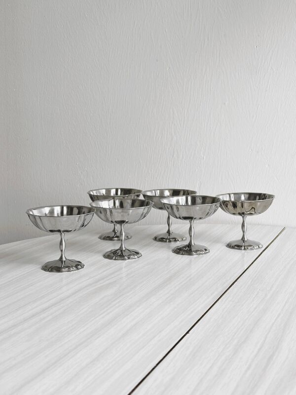 6 coupelles sur pied en inox style Letang Remy