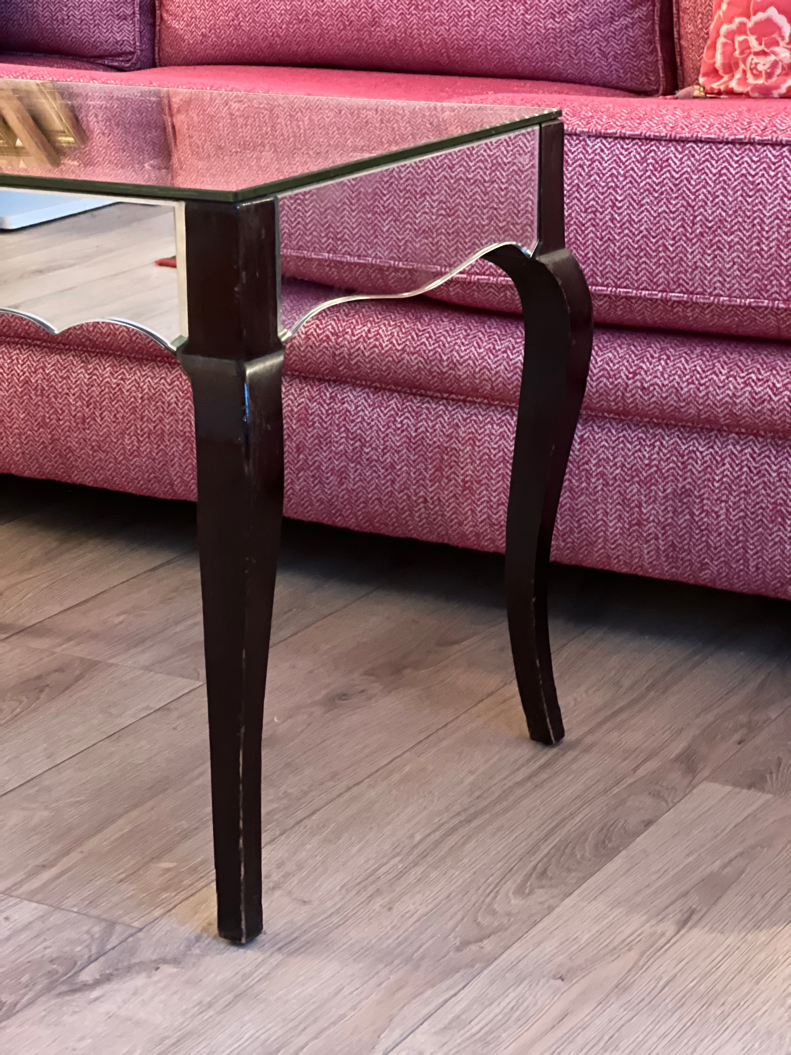 Mirror and wood side table