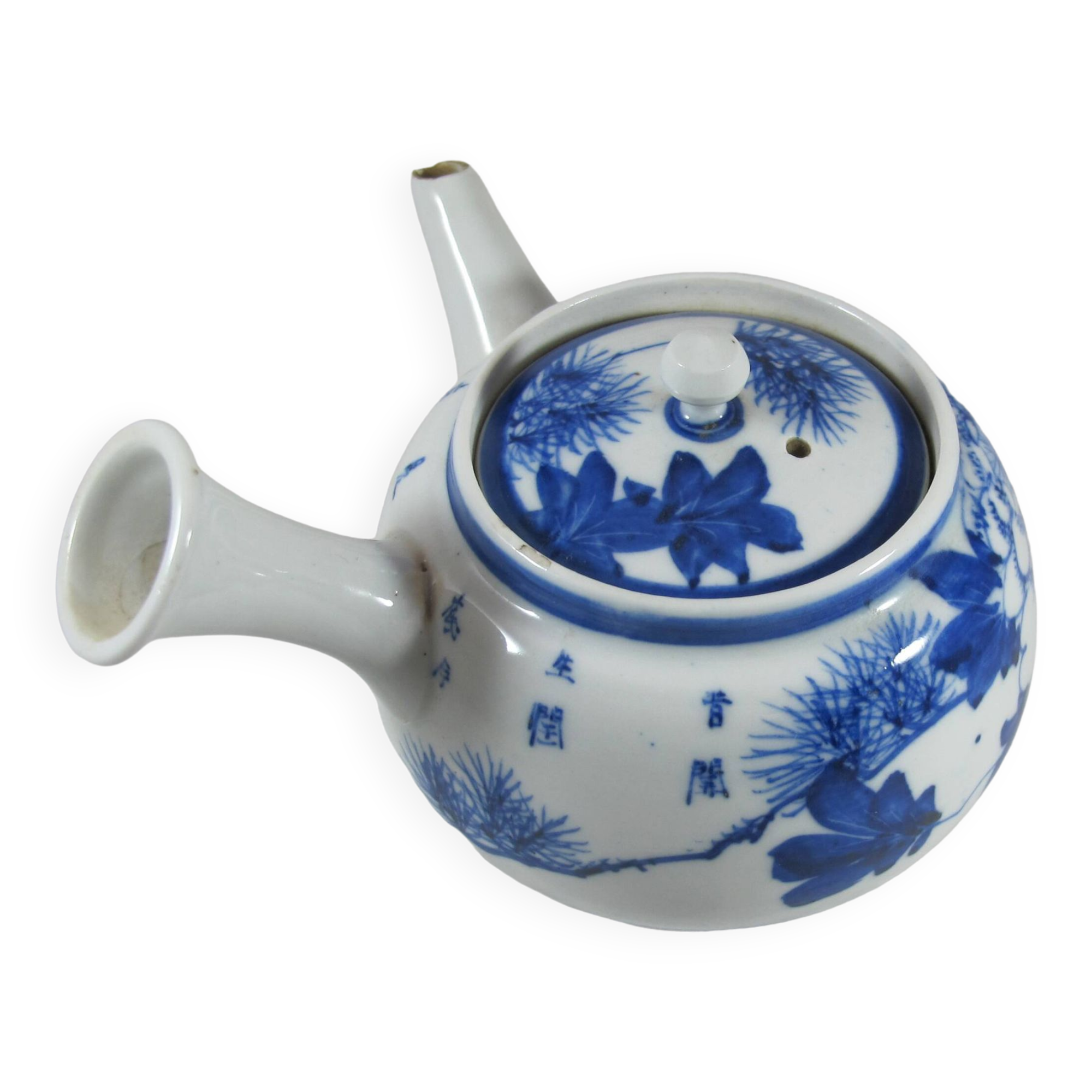 small Chinese or Japanese blue and white porcelain teapot early 20th century