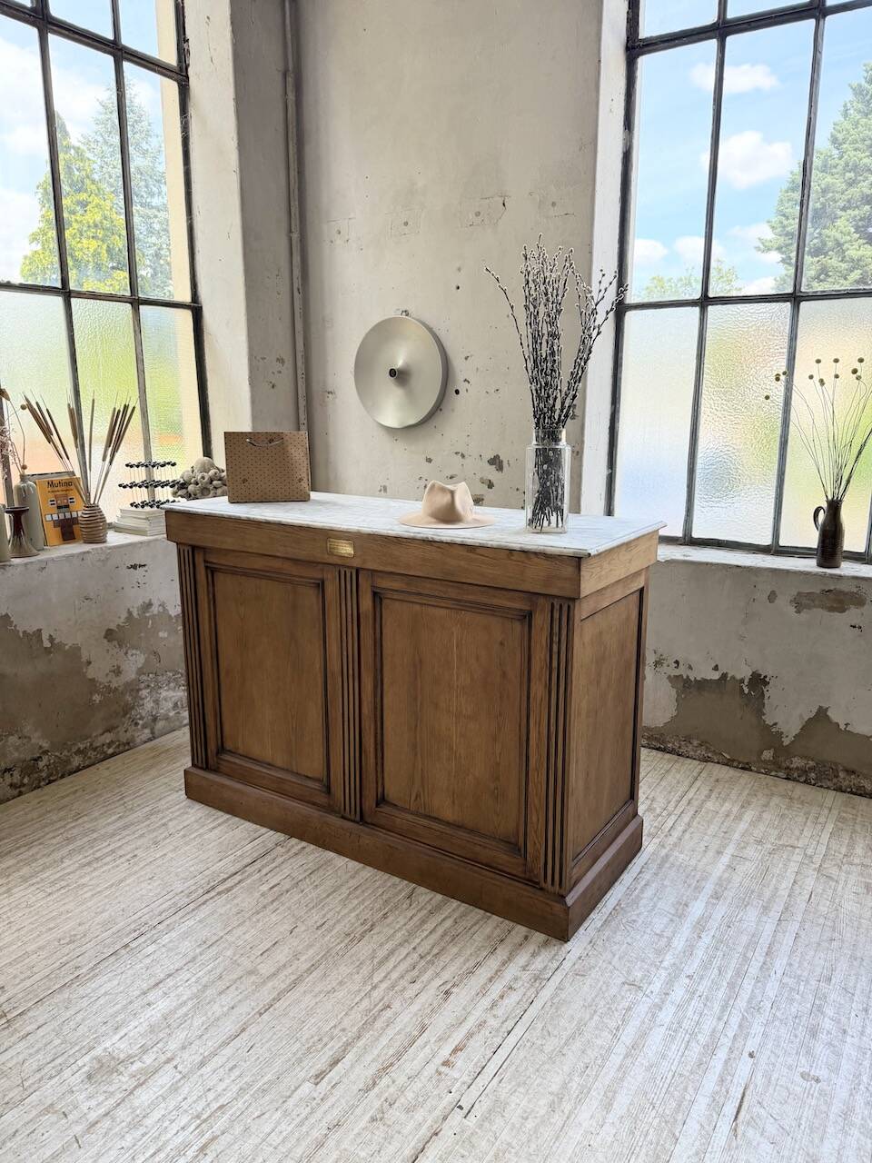 Oak and marble counter 1950