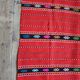 Tapis de laine rustique rouge traditionnel au design stylisé et rayures, authentique tissé à la main en Roumanie 225x145 cm
