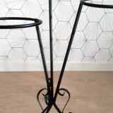Plant holder in black wrought iron.
