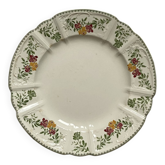 Plat service rond terre de fer Sarreguemines polychrome modèle Soleil d'or