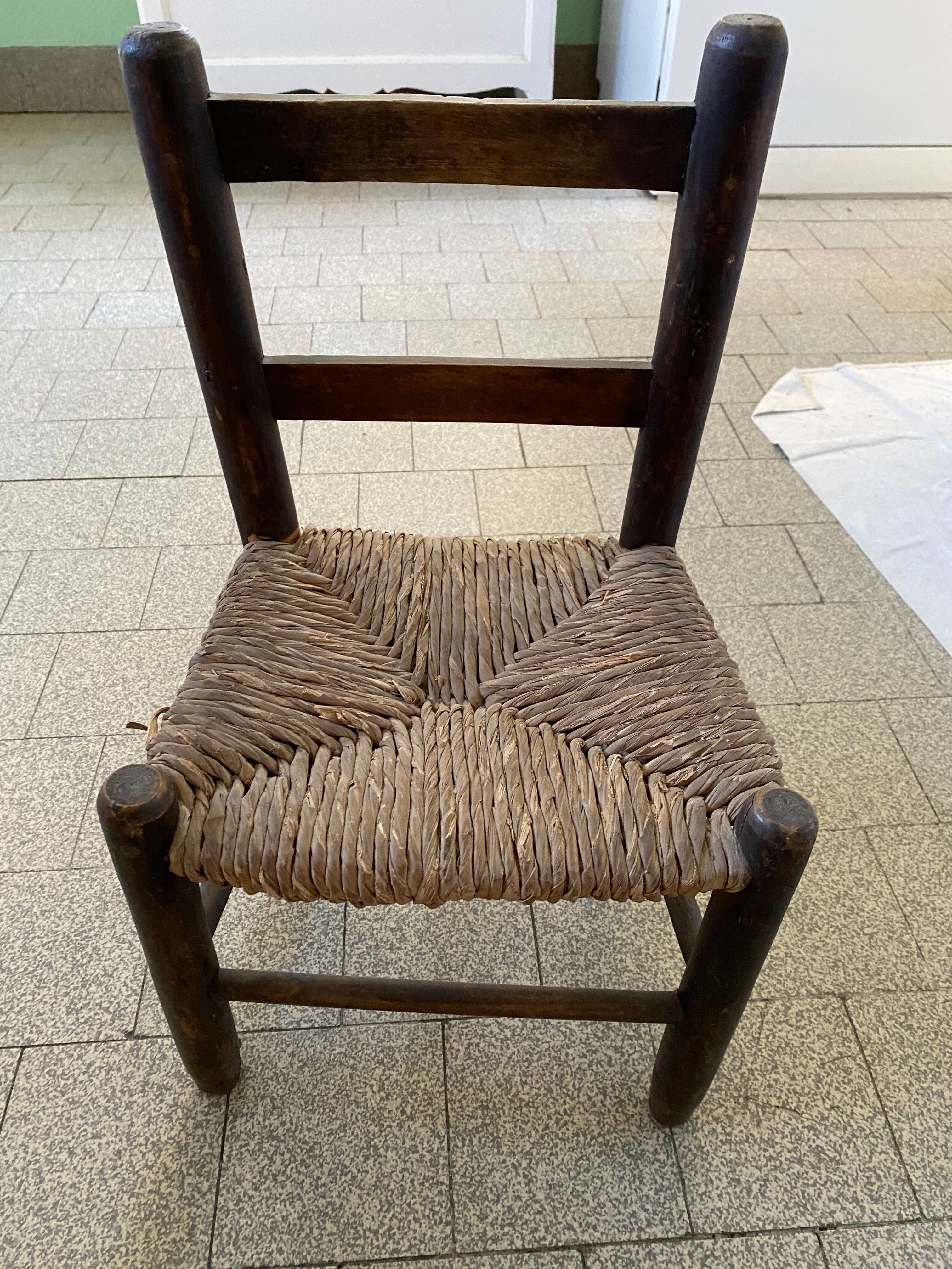 Wooden stool and children's canage
