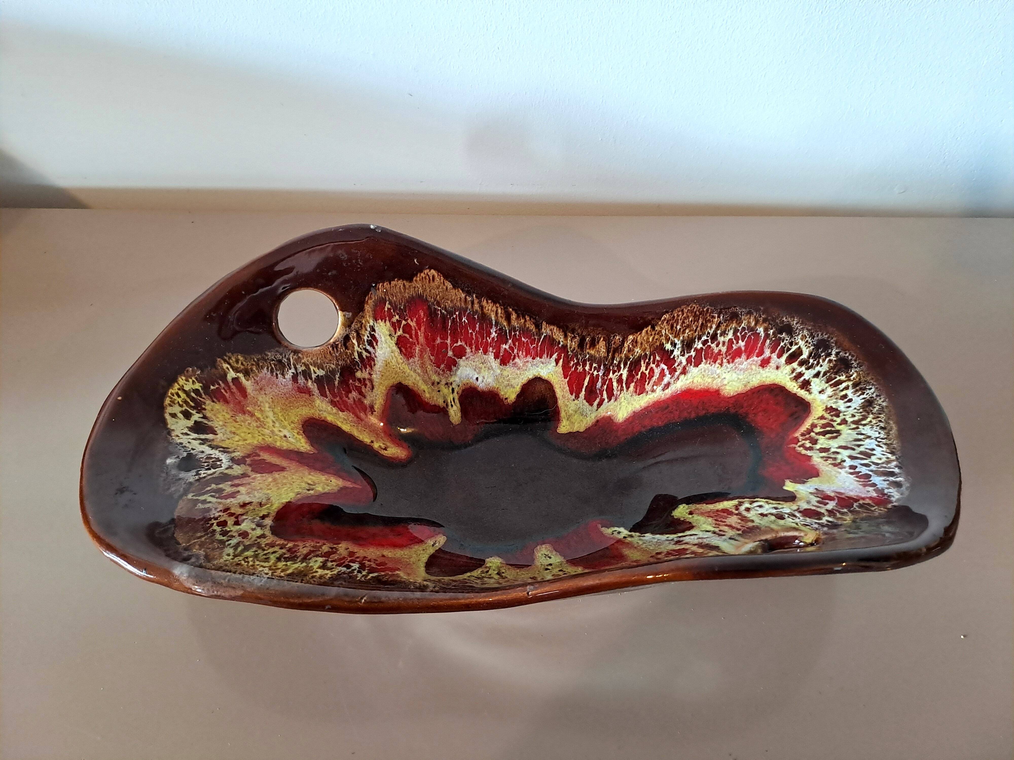 Vintage decorative glazed ceramic bowl from Vallauris – 1960s