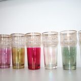 Service a orangeade pichet et 7 verres en verre coloré