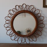 Vintage rattan sun mirror