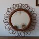 Miroir soleil en rotin vintage