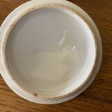 Sugar bowl or candy dish in white earthenware with yellow and gold frieze decoration