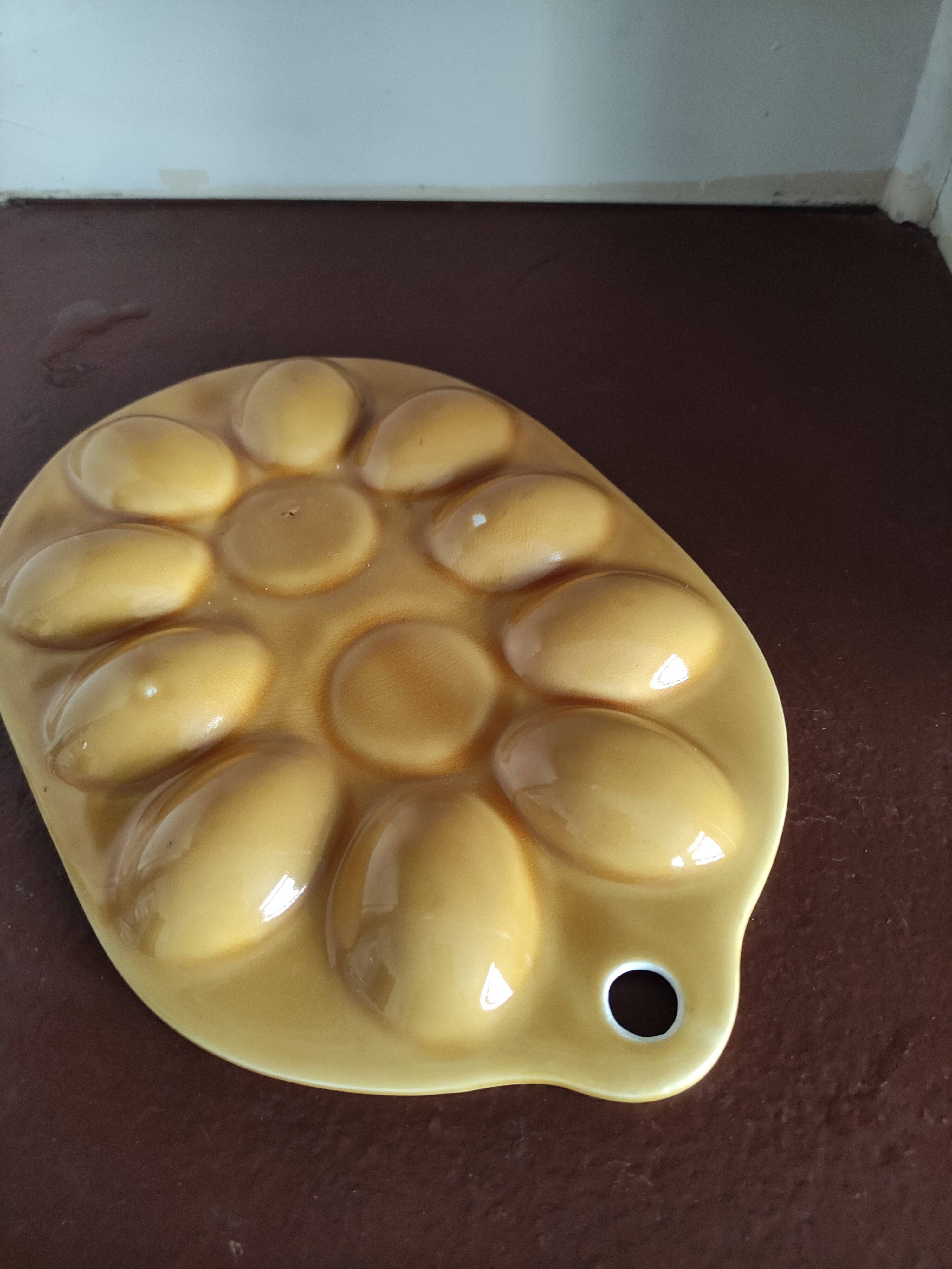 Vintage egg tray in glazed stoneware