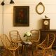 4 chaises boules en rotin vintage
