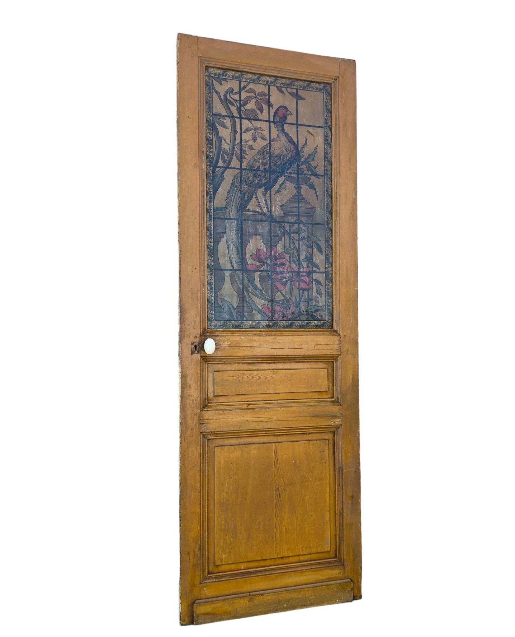 old door with decorated window