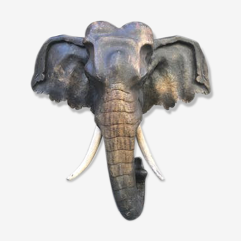 Wooden elephant head
