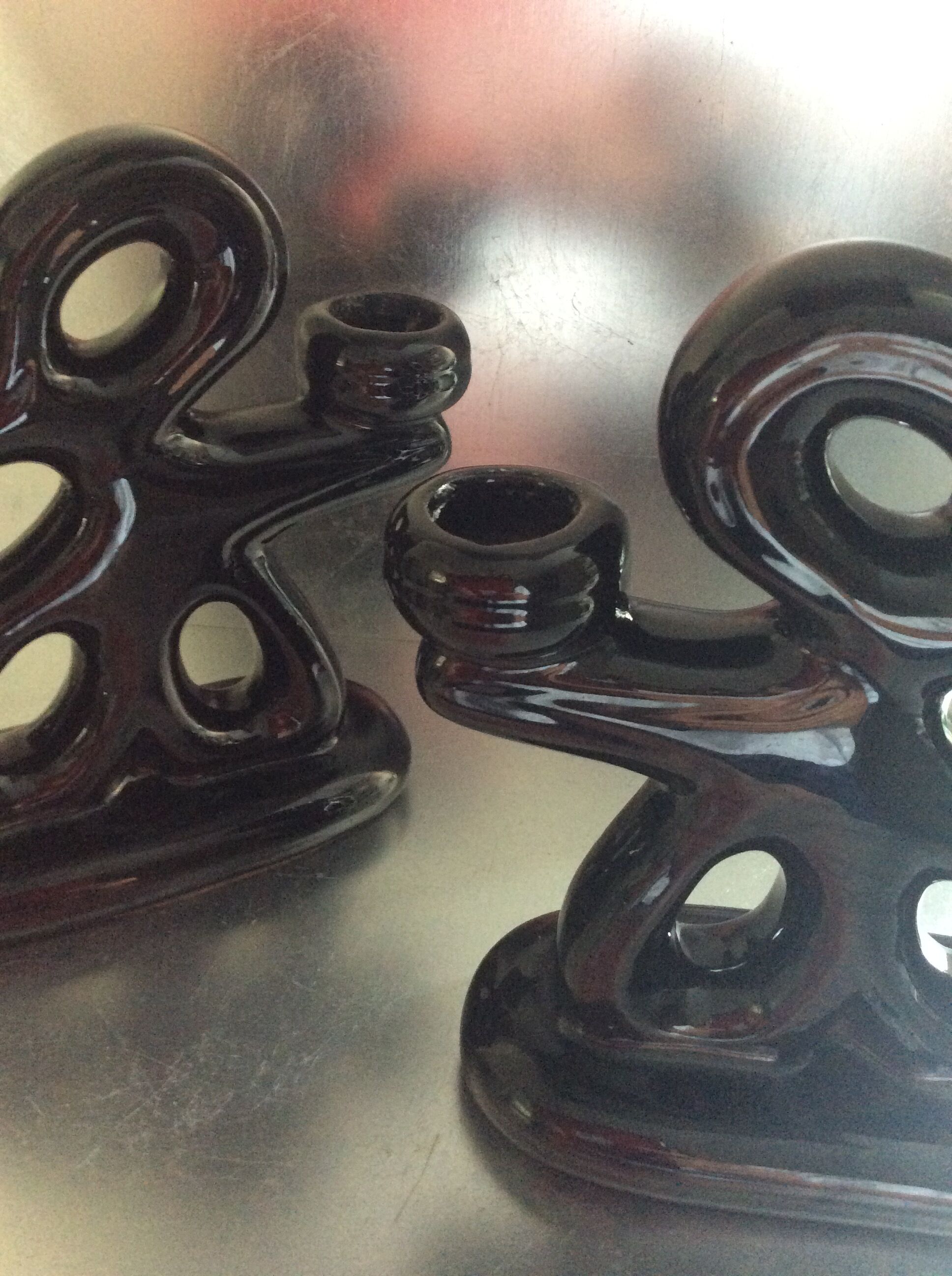 Pair of ceramic Art Deco candlesticks