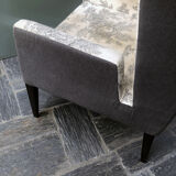 Fauteuil à oreilles toile de Jouy