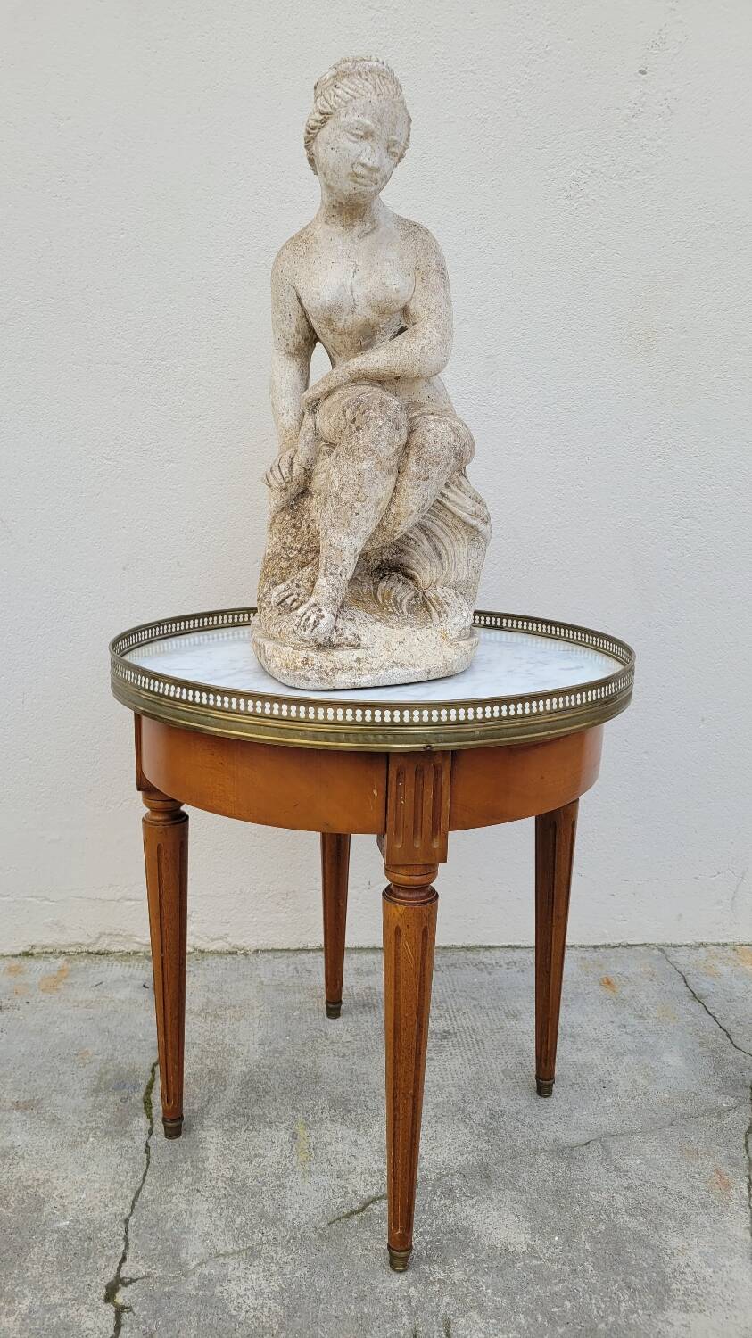 Antique Louis xvi style white marble hot water bottle coffee table