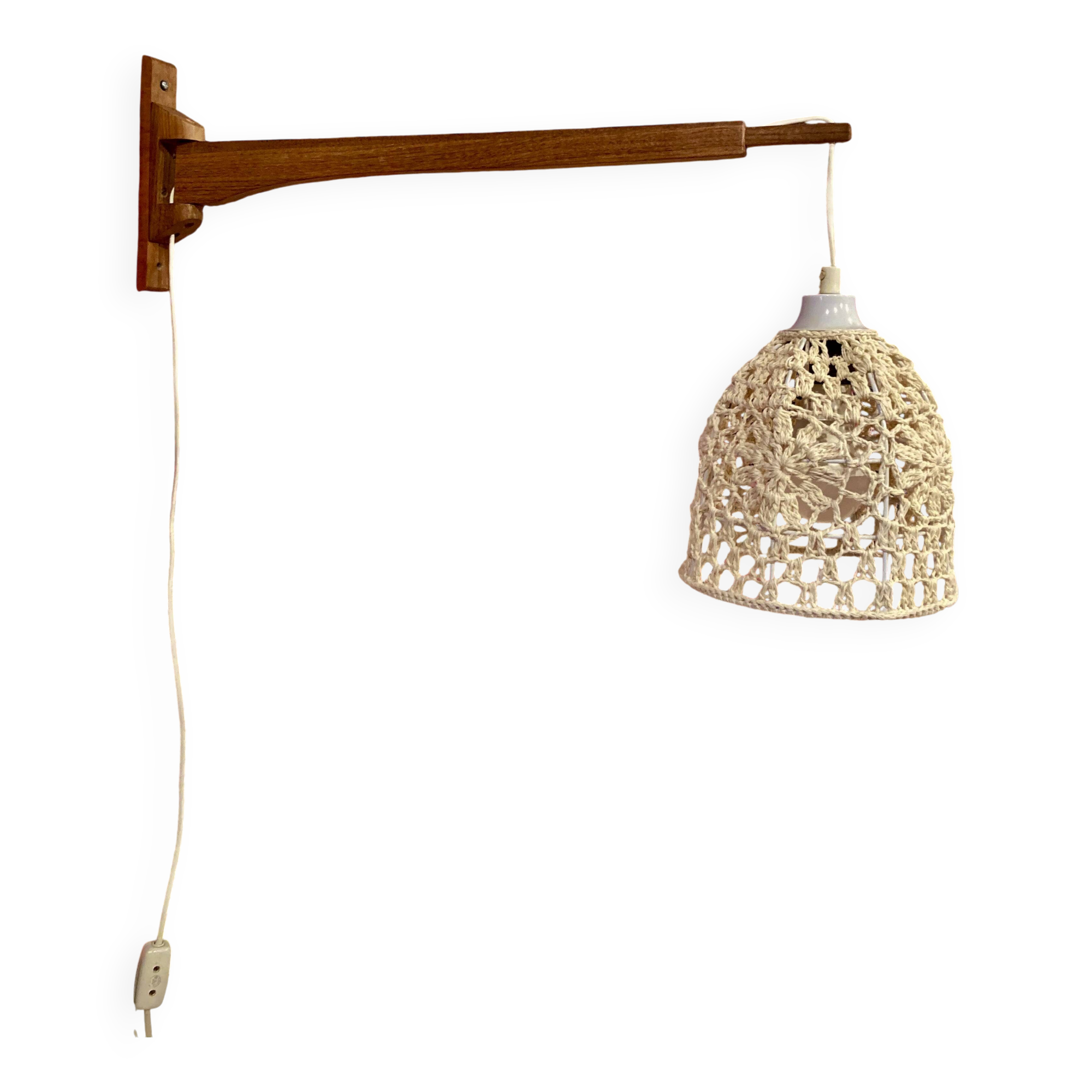 Large modular teak wall light Scandinavian design 1960.